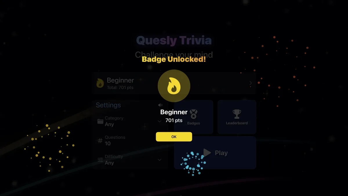 Badge unlocked notification screen